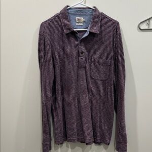 Faherty Men's Casual Striped Maroon Shirt